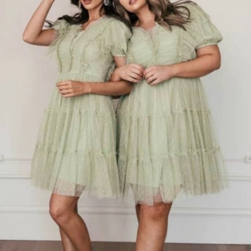 JessaKae Light Green Ruffle Dress